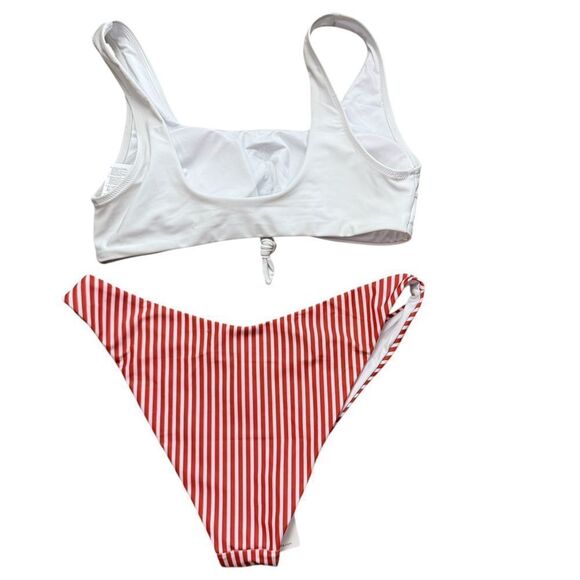 Cupshe White and Red Striped Bikini Set - Picture 2 of 6